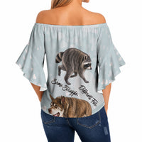 Jimothy The Raccoon And Dogs Off Shoulder Wrap Waist Top Different Species Same Build Inspirational Heart