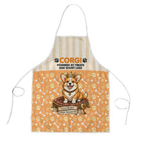 Corgi Powered By Treats And Short Legs Apron Royal Crown Low Rider Funny Dog Quote Paw