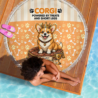 Corgi Powered By Treats And Short Legs Beach Blanket Royal Crown Low Rider Funny Dog Quote Paw