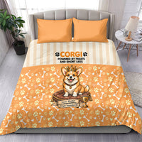 Corgi Powered By Treats And Short Legs Bedding Set Royal Crown Low Rider Funny Dog Quote Paw