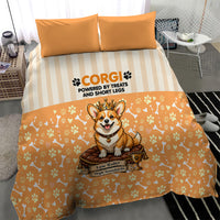 Corgi Powered By Treats And Short Legs Bedding Set Royal Crown Low Rider Funny Dog Quote Paw