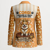 Corgi Powered By Treats And Short Legs Blazer Royal Crown Low Rider Funny Dog Quote Paw