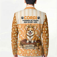 Corgi Powered By Treats And Short Legs Blazer Royal Crown Low Rider Funny Dog Quote Paw