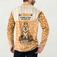 Corgi Powered By Treats And Short Legs Button Sweatshirt Royal Crown Low Rider Funny Dog Quote Paw