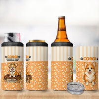 Corgi Powered By Treats And Short Legs 4 in 1 Can Cooler Tumbler Royal Crown Low Rider Funny Dog Quote Paw