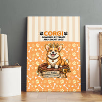 Corgi Powered By Treats And Short Legs Canvas Wall Art Royal Crown Low Rider Funny Dog Quote Paw