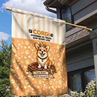 Corgi Powered By Treats And Short Legs Garden Flag Royal Crown Low Rider Funny Dog Quote Paw