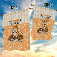 Corgi Powered By Treats And Short Legs Garden Flag Royal Crown Low Rider Funny Dog Quote Paw