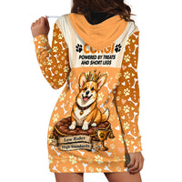 Corgi Powered By Treats And Short Legs Hoodie Dress Royal Crown Low Rider Funny Dog Quote Paw