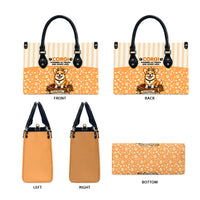 Corgi Powered By Treats And Short Legs Leather Bag Royal Crown Low Rider Funny Dog Quote Paw