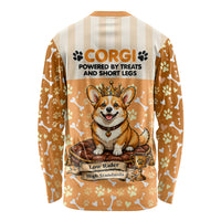 Corgi Powered By Treats And Short Legs Long Sleeve Shirt Royal Crown Low Rider Funny Dog Quote Paw