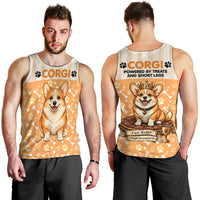 Corgi Powered By Treats And Short Legs Men Tank Top Royal Crown Low Rider Funny Dog Quote Paw