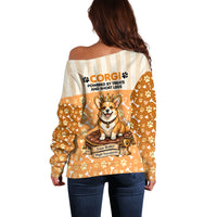 Corgi Powered By Treats And Short Legs Off Shoulder Sweater Royal Crown Low Rider Funny Dog Quote Paw