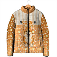 Corgi Powered By Treats And Short Legs Padded Jacket Royal Crown Low Rider Funny Dog Quote Paw