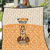Corgi Powered By Treats And Short Legs Quilt Royal Crown Low Rider Funny Dog Quote Paw
