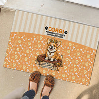 Corgi Powered By Treats And Short Legs Rubber Doormat Royal Crown Low Rider Funny Dog Quote Paw