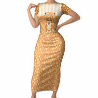Corgi Powered By Treats And Short Legs Short Sleeve Bodycon Dress Royal Crown Low Rider Funny Dog Quote Paw