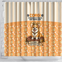 Corgi Powered By Treats And Short Legs Shower Curtain Royal Crown Low Rider Funny Dog Quote Paw