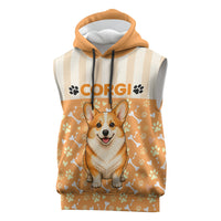 Corgi Powered By Treats And Short Legs Sleeveless Hoodie Royal Crown Low Rider Funny Dog Quote Paw
