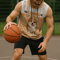 Corgi Powered By Treats And Short Legs Sleeveless Hoodie Royal Crown Low Rider Funny Dog Quote Paw