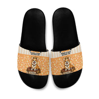 Corgi Powered By Treats And Short Legs Slide Sandals Royal Crown Low Rider Funny Dog Quote Paw