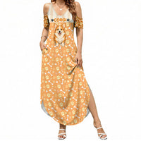 Corgi Powered By Treats And Short Legs Summer Maxi Dress Royal Crown Low Rider Funny Dog Quote Paw