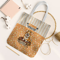 Corgi Powered By Treats And Short Legs Tote Bag Royal Crown Low Rider Funny Dog Quote Paw