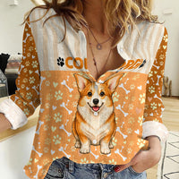 Corgi Powered By Treats And Short Legs Women Casual Shirt Royal Crown Low Rider Funny Dog Quote Paw