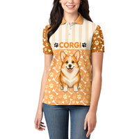 Corgi Powered By Treats And Short Legs Women Polo Shirt Royal Crown Low Rider Funny Dog Quote Paw