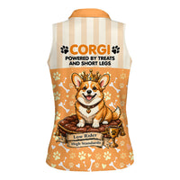 Corgi Powered By Treats And Short Legs Women Sleeveless Polo Shirt Royal Crown Low Rider Funny Dog Quote Paw