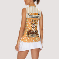 Corgi Powered By Treats And Short Legs Women Sleeveless Polo Shirt Royal Crown Low Rider Funny Dog Quote Paw