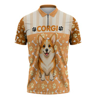 Corgi Powered By Treats And Short Legs Zipper Polo Shirt Royal Crown Low Rider Funny Dog Quote Paw