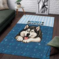 Husky Hair Is My Glitter Area Rug Funny Dog Quote Paw Print Pattern