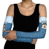 Husky Hair Is My Glitter Arm Sleeves Funny Dog Quote Paw Print Pattern