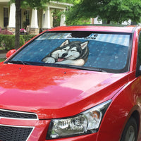 Husky Hair Is My Glitter Auto Sun Shade Funny Dog Quote Paw Print Pattern
