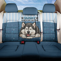 Husky Hair Is My Glitter Back Car Seat Cover Funny Dog Quote Paw Print Pattern