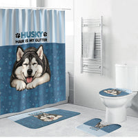 Husky Hair Is My Glitter Bathroom Set Funny Dog Quote Paw Print Pattern