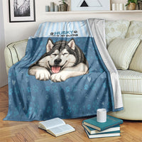 Husky Hair Is My Glitter Blanket Funny Dog Quote Paw Print Pattern