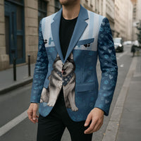 Husky Hair Is My Glitter Blazer Funny Dog Quote Paw Print Pattern