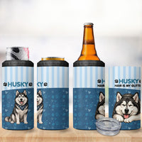 Husky Hair Is My Glitter 4 in 1 Can Cooler Tumbler Funny Dog Quote Paw Print Pattern