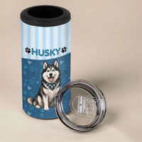 Husky Hair Is My Glitter 4 in 1 Can Cooler Tumbler Funny Dog Quote Paw Print Pattern