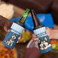 Husky Hair Is My Glitter 4 in 1 Can Cooler Tumbler Funny Dog Quote Paw Print Pattern