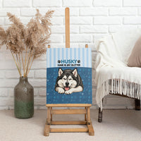 Husky Hair Is My Glitter Canvas Wall Art Funny Dog Quote Paw Print Pattern