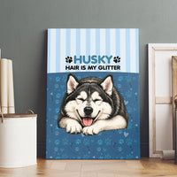 Husky Hair Is My Glitter Canvas Wall Art Funny Dog Quote Paw Print Pattern