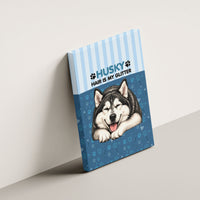 Husky Hair Is My Glitter Canvas Wall Art Funny Dog Quote Paw Print Pattern