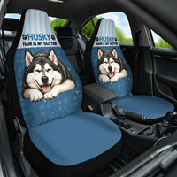Husky Hair Is My Glitter Car Seat Cover Funny Dog Quote Paw Print Pattern