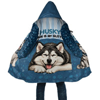 Husky Hair Is My Glitter Cloak Funny Dog Quote Paw Print Pattern
