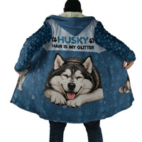 Husky Hair Is My Glitter Cloak Funny Dog Quote Paw Print Pattern
