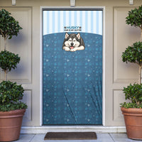 Husky Hair Is My Glitter Door Cover Funny Dog Quote Paw Print Pattern
