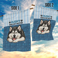 Husky Hair Is My Glitter Garden Flag Funny Dog Quote Paw Print Pattern